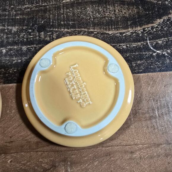 LONGABERGER Woven Traditions Pottery BUTTERNUT Yellow 1 Pint Lidded Salt Crock - Picture 3 of 6